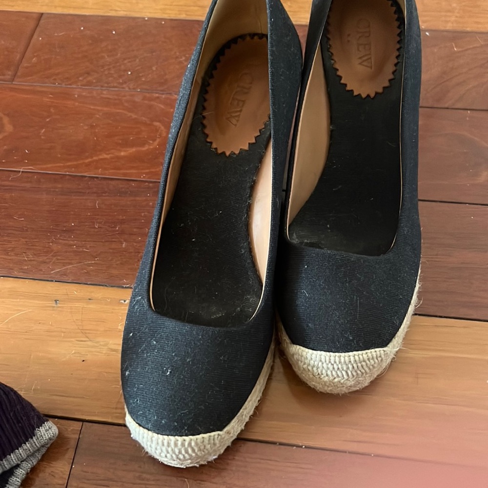 Jcrew black cotton espridrille wedges